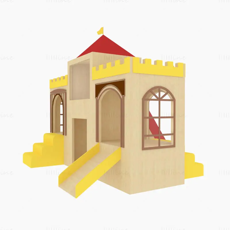 Modello 3D dello scivolo del castello per bambini