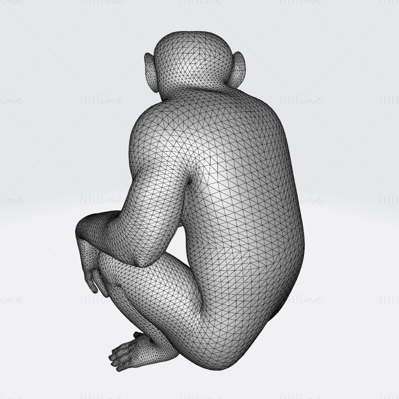 Chimpansee 3D Model Ready to Print STL FBX OBJ