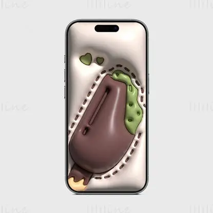 Sfondo 3D per cellulare con gelato al cioccolato