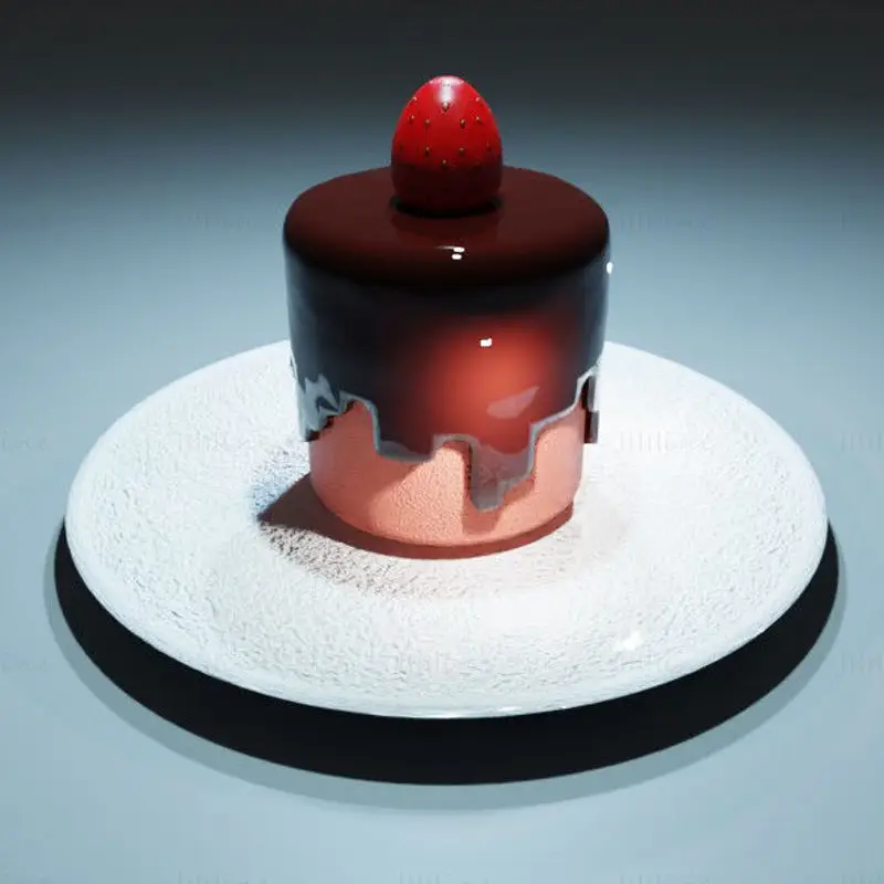 Čokoládový jahodový dort 3D model
