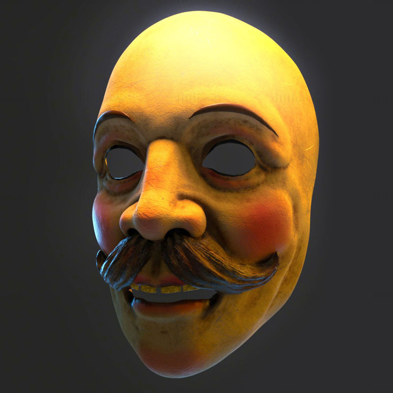 Cirkusová maska 30s 3D tisk modelu STL