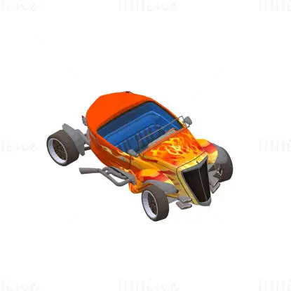مدل پرینت سه بعدی قرمز ماشین مسابقه کلاسیک