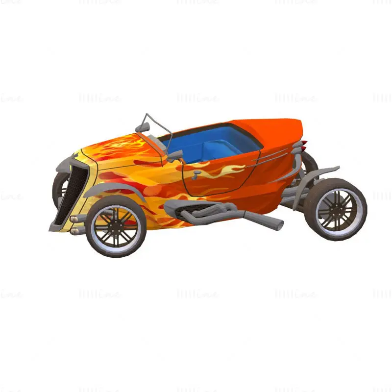 Klassiek raceauto rood 3D-printmodel