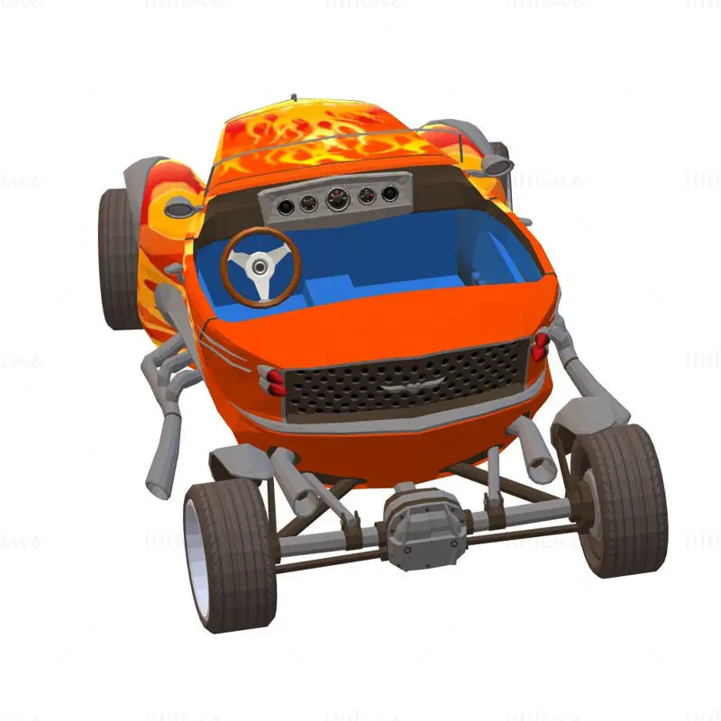 نموذج طباعة ثلاثي الأبعاد لسيارة السباق الكلاسيكية باللون الأحمر