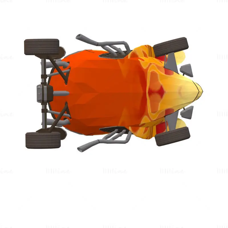 نموذج طباعة ثلاثي الأبعاد لسيارة السباق الكلاسيكية باللون الأحمر