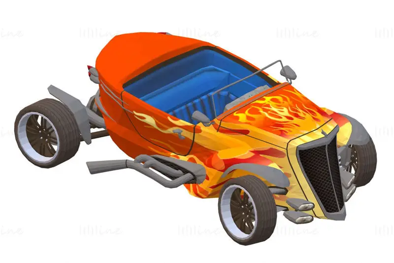Klasik Yarış Arabası Kırmızı 3D Baskı Modeli