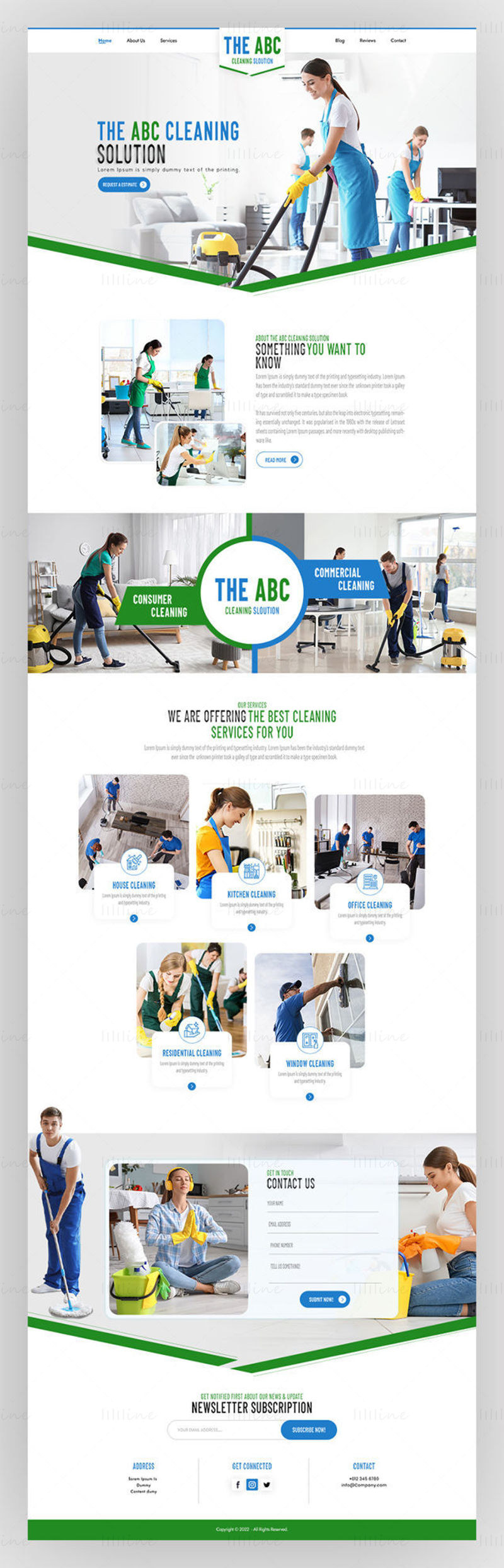 清洁服务公司网站着陆页模板 UI Adobe Photoshop