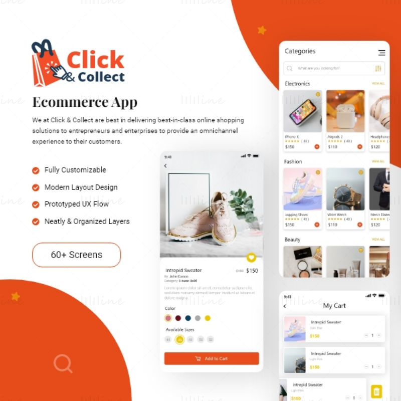 Приложение Click & Collect — мобильный пользовательский интерфейс Adobe XD