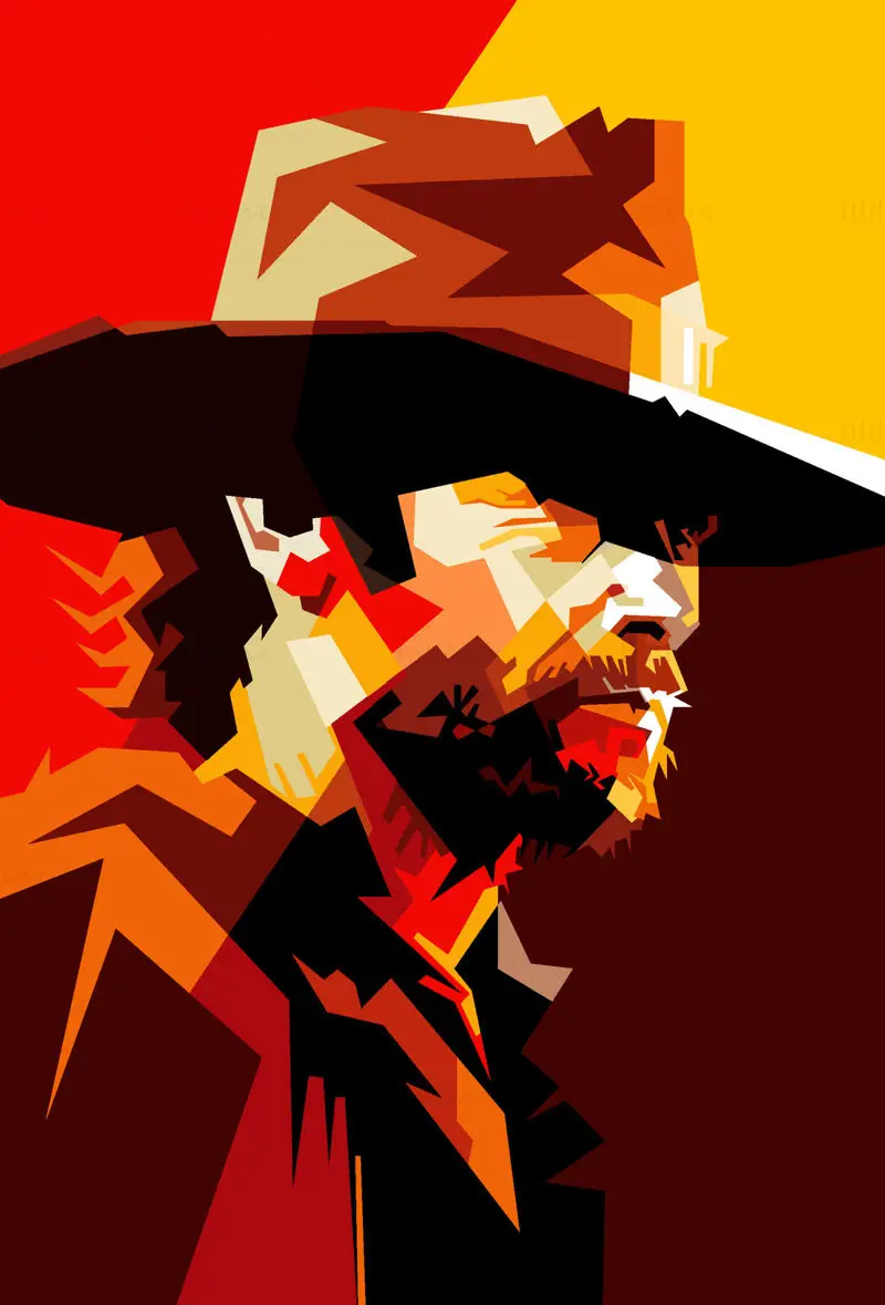 Clint Eastwood Retro Styl Cowboy Ilustrace Vektor