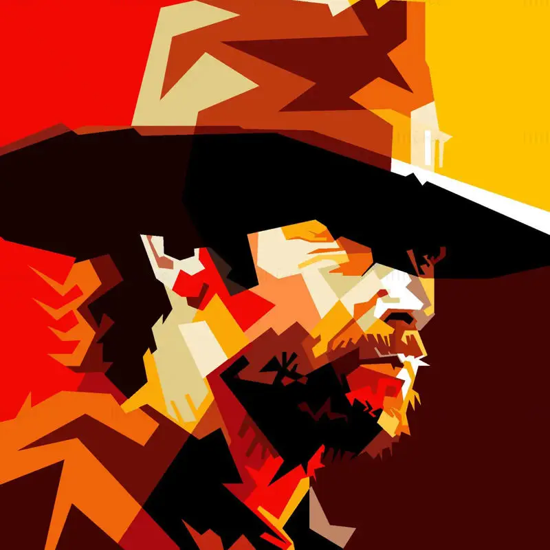 Clint Eastwood Retro Styl Cowboy Ilustrace Vektor