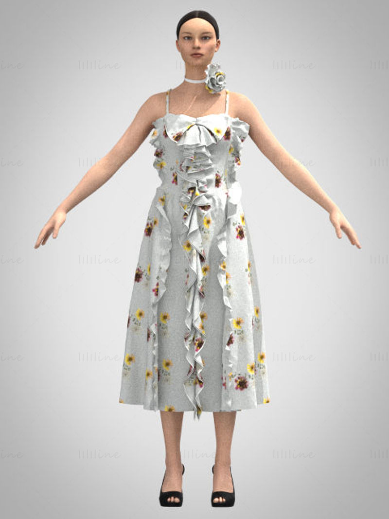 Kleid mit „clo 3d“-Print