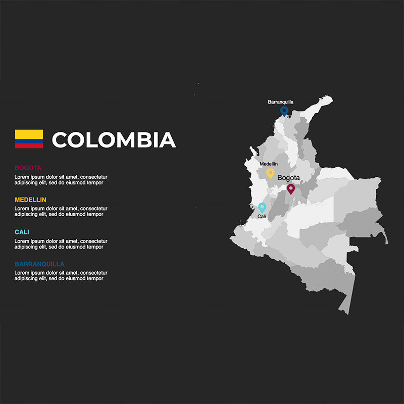 Colombia Infographics Map editable PPT & Keynote