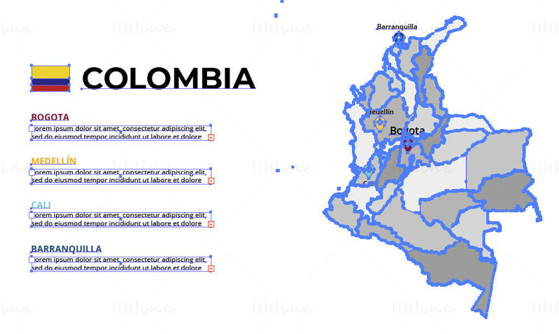 Colombia kart vektor