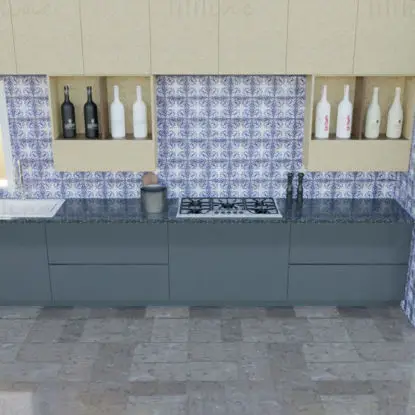 Contemporary Modular Kitchen Cabinet 3D Model