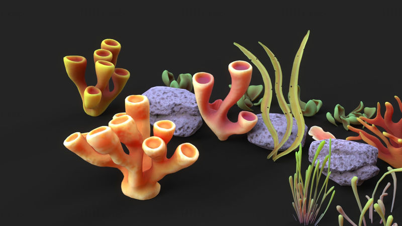 Modèles 3D de récifs coralliens à faible polygone