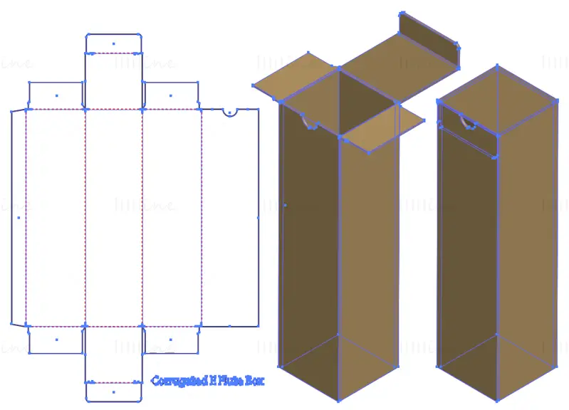 Corrugated E Flute Box Dieline Vector