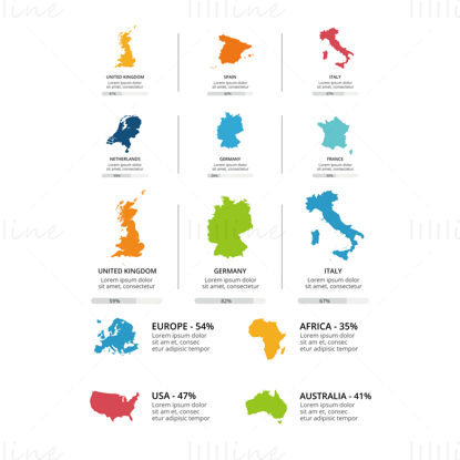 Държави континенти данни инфографика вектор