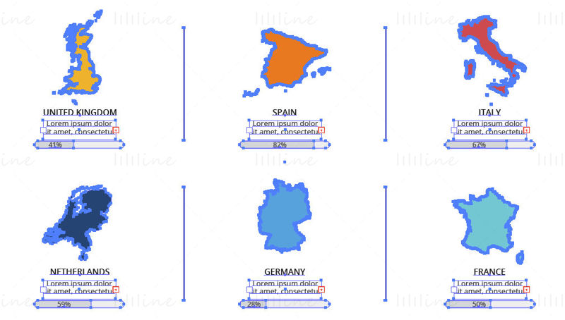 Land kontinenter data infografikk vektor