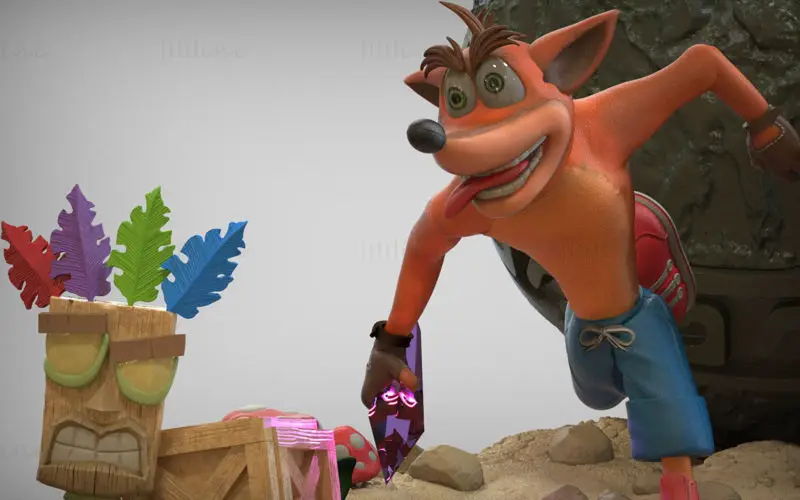 Crash Bandicoot and Ball 3D Print Model STL file