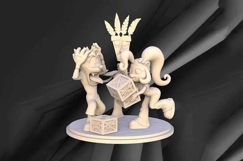 Crash Bandicoot und Coco Diorama 3D-Druck Modell STL-Datei