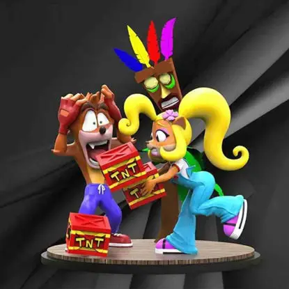 Crash Bandicoot and Coco diorama 3D Print Model STL file