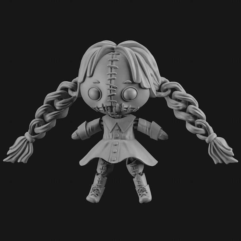 Creepy Doll Articulated flexi 3D Printing Model STL
