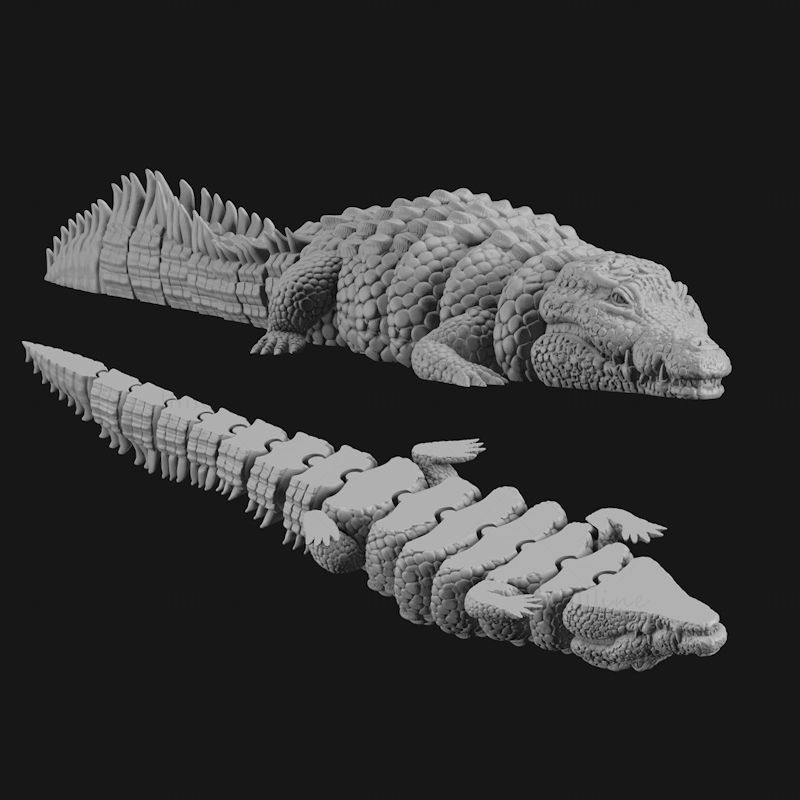 Crocodile flexi ARTICULATED 3D Printing Model STL