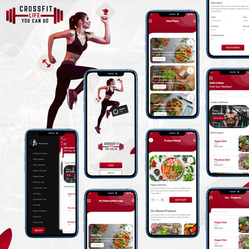 Crossfit Fitness & Workout-app-sjabloon - Adobe XD Mobile UI Kit