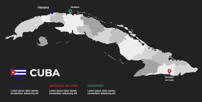 Cuba infographics Map editable PPT & Keynote
