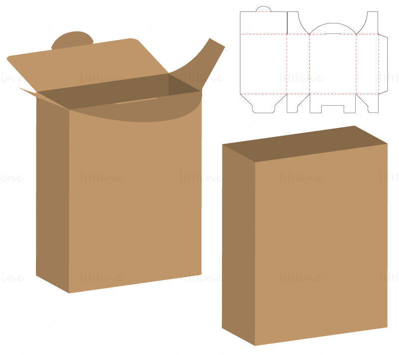 Cuboid packaging box dieline pattern vector eps