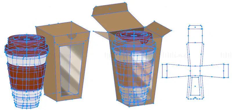 Cup packaging dieline vector eps