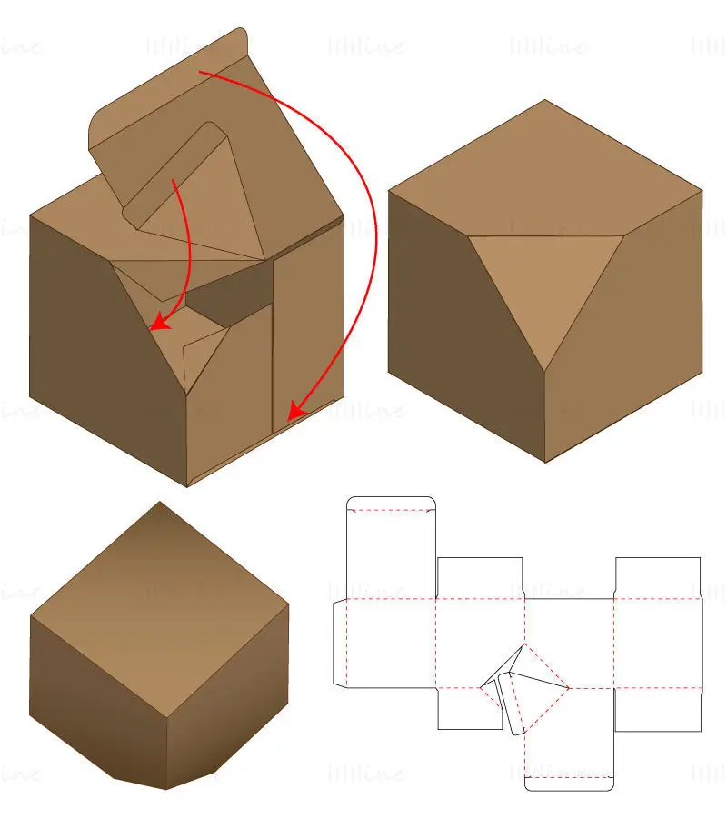 Cut corner packaging box dieline vector