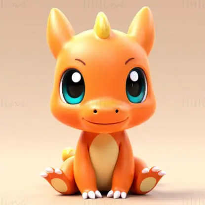 Modèle d'impression 3D d'un dragon mignon