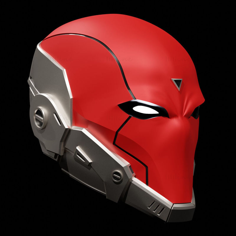Cyber Red Hood draagbare helm V2 3D-model klaar om STL OBJ FBX af te drukken