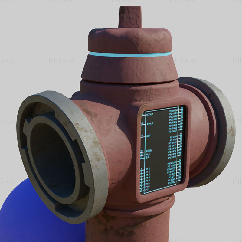 Cyberpunk Fire Hydrant 3D Model