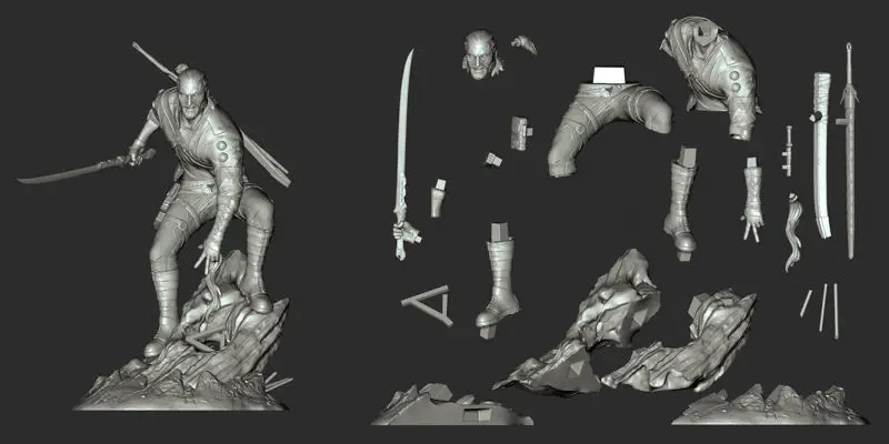 Cyberpunk Geralt 3D tiskový model STL souboru