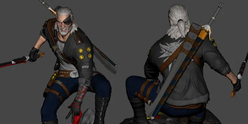 Cyberpunk Geralt 3D-Druck Modell STL-Datei