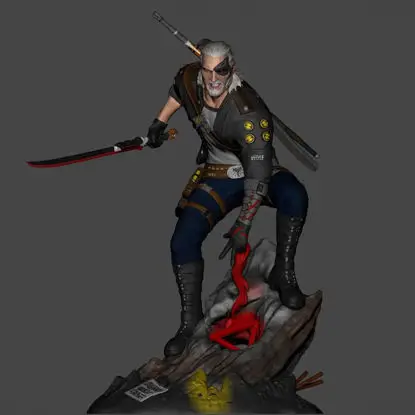 Fichier STL du modèle d'impression 3D de Geralt Cyberpunk