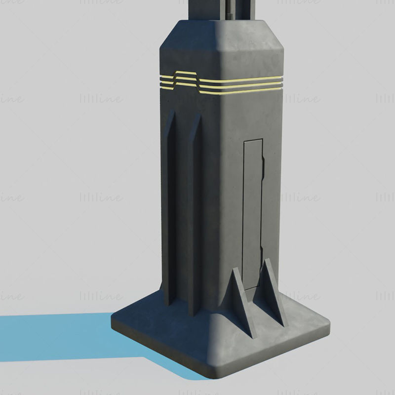 Киберпанк-уличный фонарь 3D модель