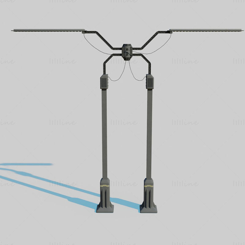 Cyberpunk Street Lamp Double 3D Model