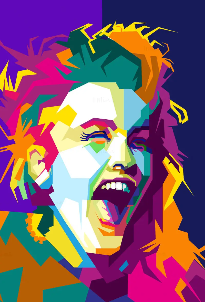 Cyndi Lauper, Popsängerin der 80er Jahre, Pop-Art, WPAP-Vektor