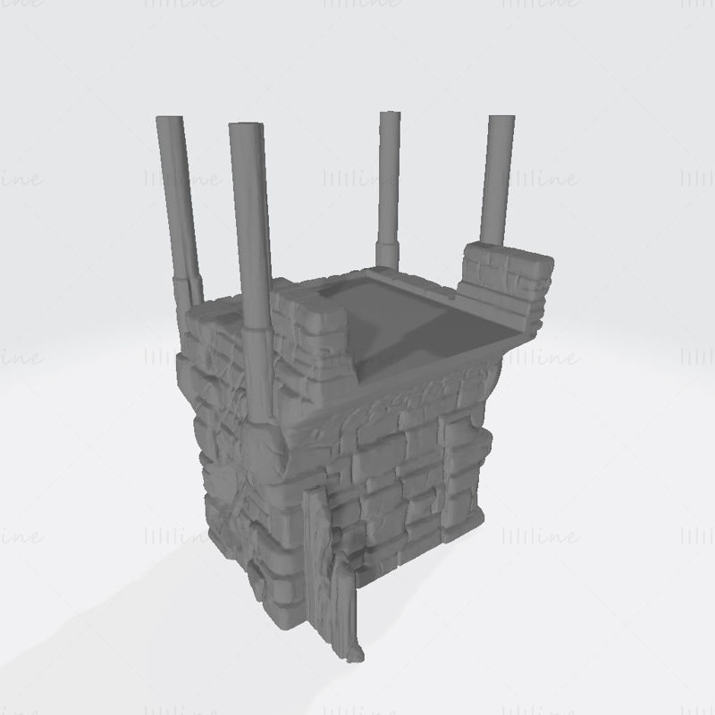 損傷した前哨基地の散乱 3D プリント モデル