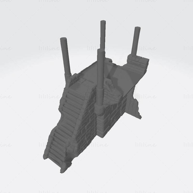 損傷した前哨基地の散乱 3D プリント モデル
