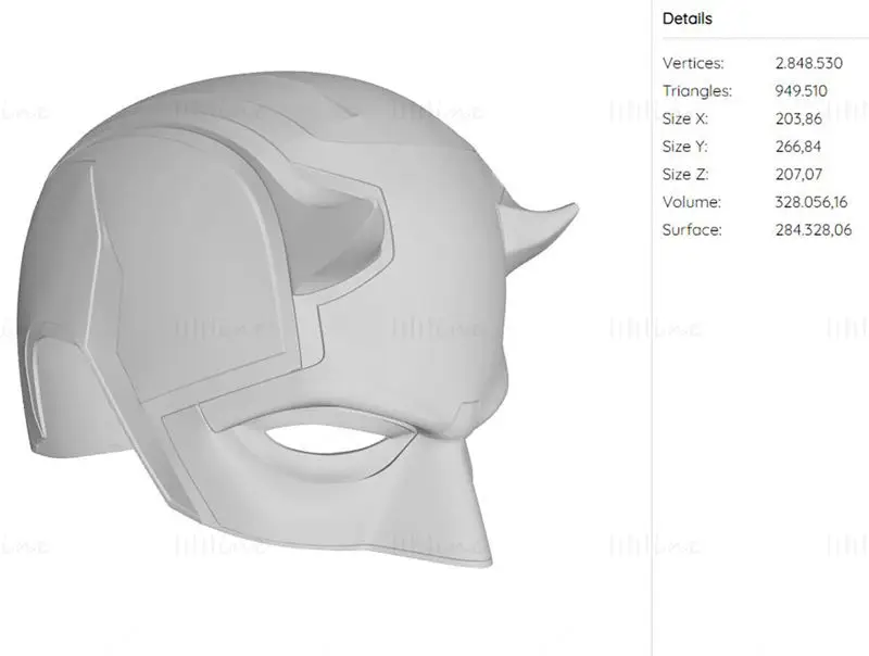 Capacete Daredevil 3D Impressão Modelo STL