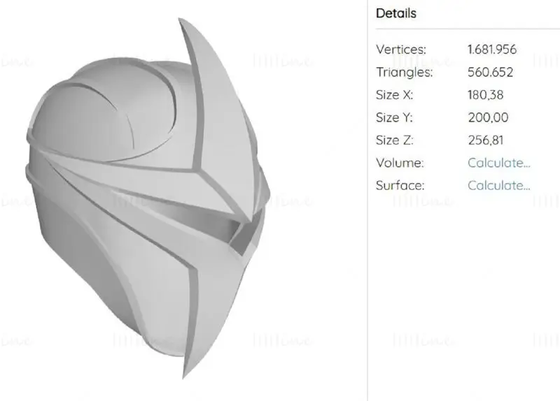 Přilba Dark Hawk pro 3D tisk Model STL
