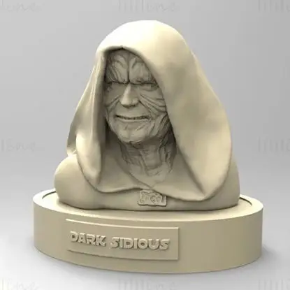 Dark Sidious Bust Figuries 3D Print Model STL