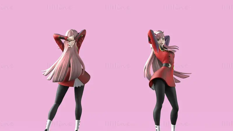 ダーリン・イン・ザ・フランキス - ゼロツー（下着と制服）3DプリントモデルSTLファイル