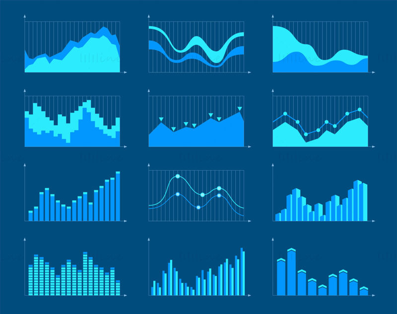 Data graphs and charts vector, Infographic elements.