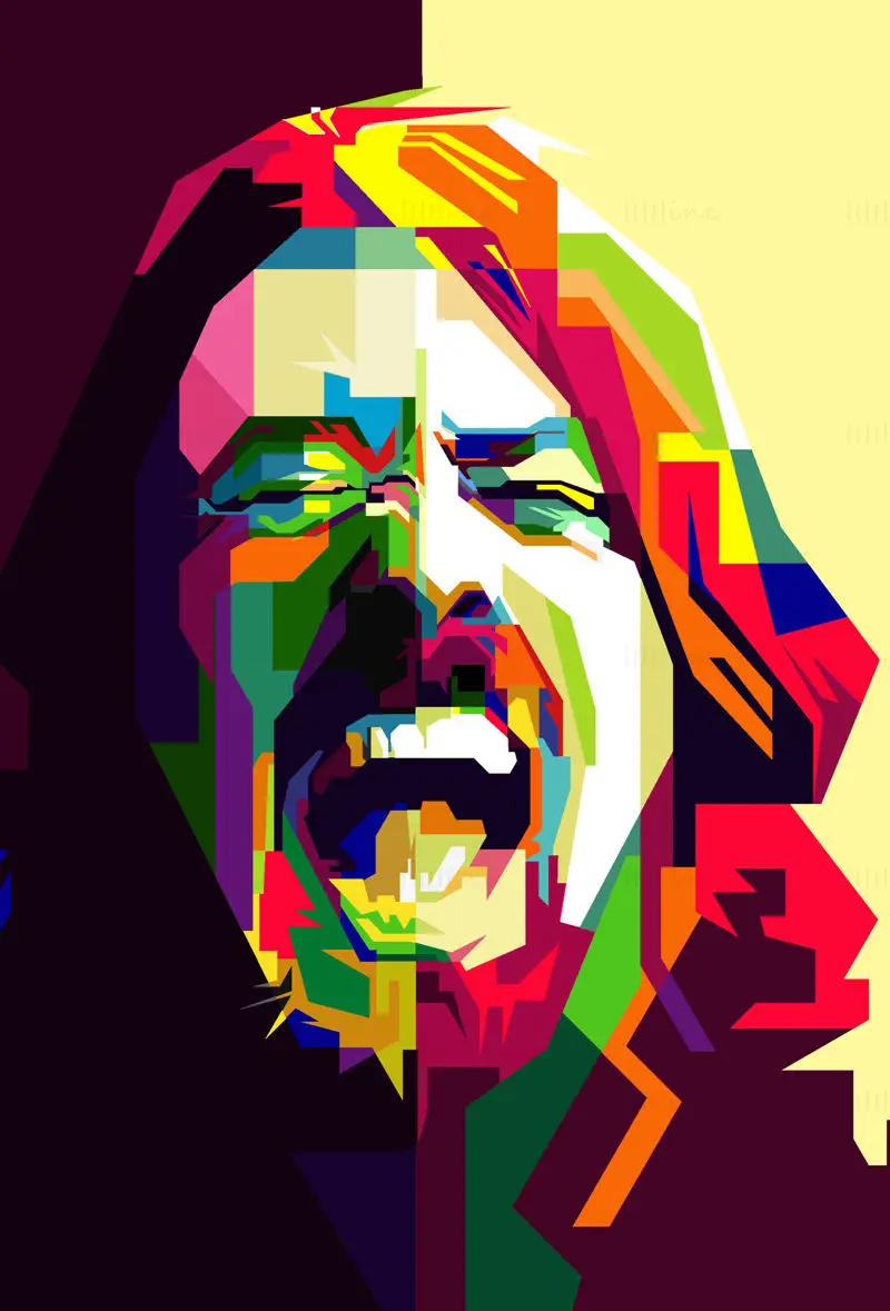 大卫·格鲁 Dave Grohl 涅槃乐队摇滚音乐家波普艺术 WPAP 矢量