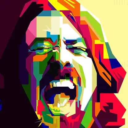 大卫·格鲁 Dave Grohl 涅槃乐队摇滚音乐家波普艺术 WPAP 矢量